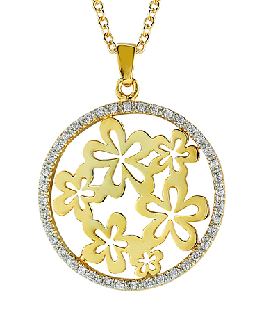 I. Reiss Diamond Gallery Round Floral Motif Pendant Necklace