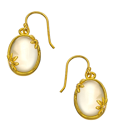 Indulgems Gold and White Moonstone Drop Earrings