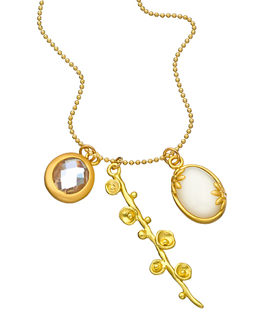 Indulgems Moonstone, Rock Crystal and Bubble Stick Charm Necklace