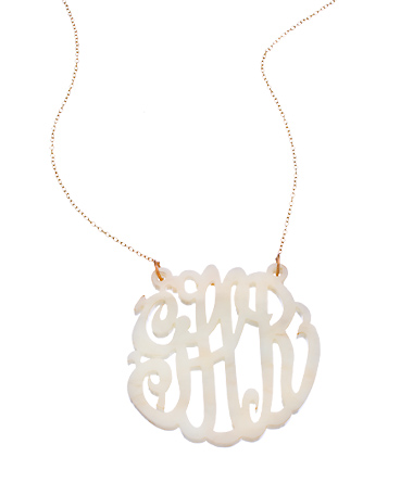 Large Ivory Acrylic Script Cutout 2 Inch Monogram Necklace