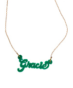 Hunter Green Acrylic Nameplate Necklace