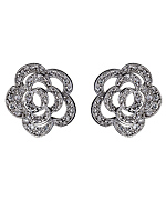 Blooming Flower Milligrain Clear CZ Earrings