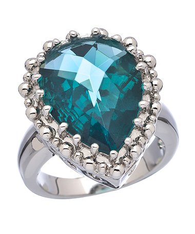 Solitaire Aqua Pear Cut Ring