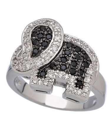 Black and White CZ Elephant Ring