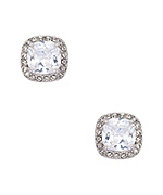 Cushion Halo CZ Stud Earrings