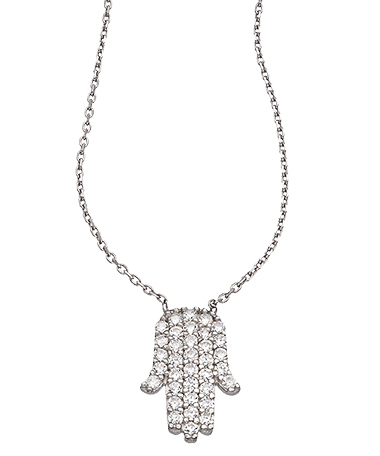 J Weber Sterling Silver and Swarovski Crystal Peaceful Hand Pendant Necklace