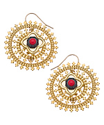 Jacqueline Pinto Gold Round Coral Enamel Earrings