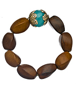 Jacqueline Pinto Tibetan Bead Cabana Life Spindle Wood Bracelet