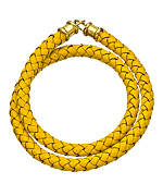 Jacqueline Pinto Yellow Braided Leather Wrap Bracelet