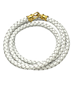 Jacqueline Pinto White Braided Leather Wrap Bracelet with JP Dog tag