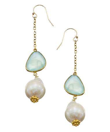 Jacqueline Pinto Chalcedony Pearl Earrings