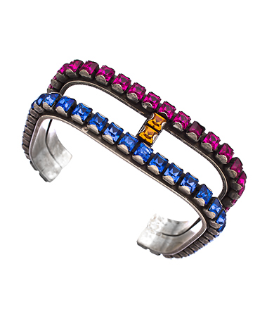 Janis by Janis Savitt Double Row Multicolor Crystal Cuff Bracelet