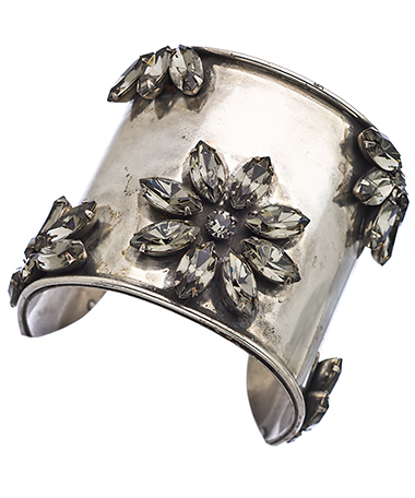 Janis by Janis Savitt Antique Silver and Crystal Cuff Bracelet