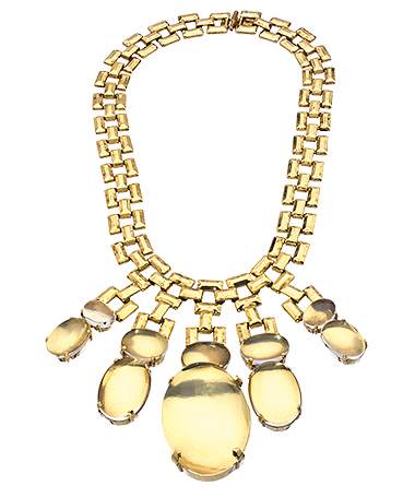 Janis by Janis Savitt Gold and Gold Oval Crystal Bib Necklace