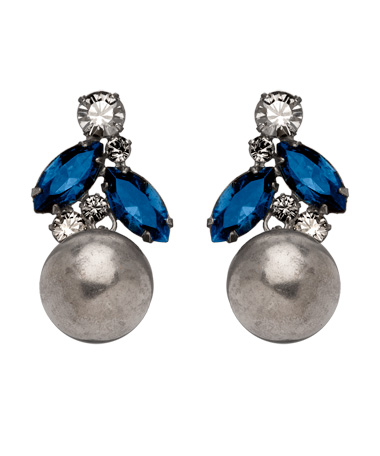 Janis by Janis Savitt Silver Shade and Blue Crystal Earrings
