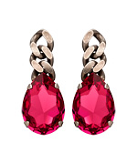 Janis by Janis Savitt Antiqued Chain and Pink Crystal Earrings