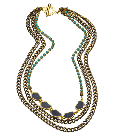 Janna Conner Designs Gold Navy and Turquoise Malia Necklace