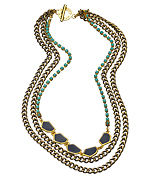Janna Conner Designs Gold Navy and Turquoise Malia Necklace
