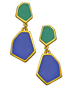 Janna Conner Designs Gold Emerald and Cobalt Enamel Aliza Earrings