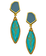 Janna Conner Designs Gold Teal and Turquoise Ivana Earrings