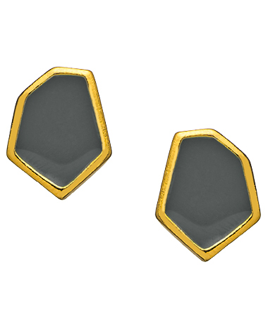Janna Conner Designs Gold and Navy Enamel Aliza Stud Earrings