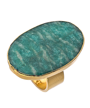 Janna Conner Designs Gold and Russian Amazonite Cocktail Ring