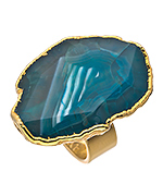 Janna Conner Designs Gold and Turquoise Agate Cocktail Ring