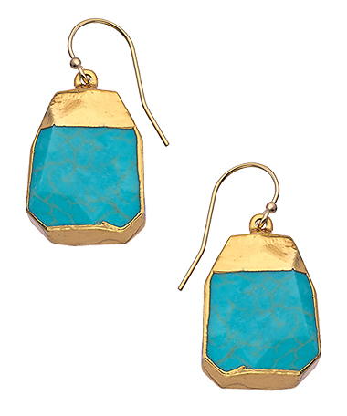 Janna Conner Designs Gold and Turquoise Nugget Drop Earrings