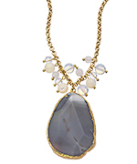 Janna Conner Designs Gold Agate and Bead Cluster Pendant Necklace