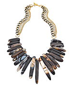 Janna Conner Designs Gold and Striped Black Agate Bib Necklace