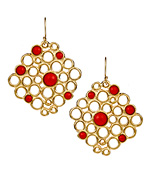Janna Conner Designs Red Coral Cabochon Cluster Bubble Earrings