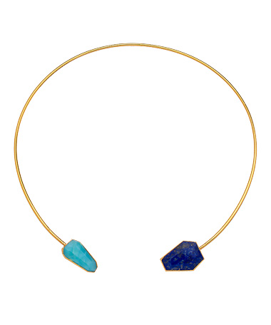 Janna Conner Gold Stone Peruvian Opal and Lapis Nava Choker