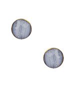 Janna Conner Round Blue Lace Agate Earrings