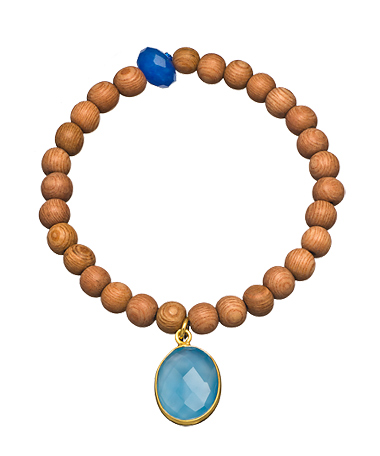 Jemma Sands Pale Blue Chalcedony Jade and Rosewood Beaded Bracelet