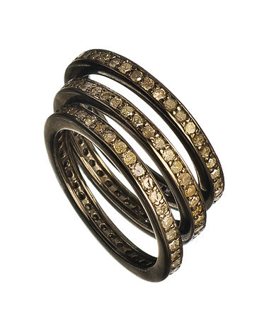 Jemma Sands Set of Three Rhodium and Diamond Stacking Eternity Bands