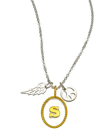 Jenny Present Angel Wing and Peace-Sign Charm Necklace