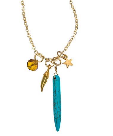 SKINNY by Jessica Elliot Gold, Turquoise Spike and Charms Necklace