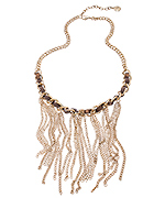 SKINNY by Jessica Elliot Leather Chocolate Chain Fringe Necklace