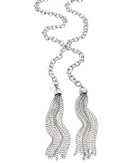 SKINNY by Jessica Elliot Silver Tassel Lariat Necklace