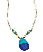 Jessica Matrasko Jewelry Victoria Lapis, Turquoise and Gold Necklace