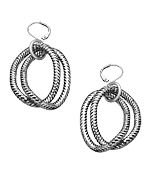 John Wind Maximal Art Silver Chain Link Hoop Earrings