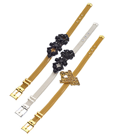 John Wind Maximal Art Set of Three Mesh and Crystal Bracelets