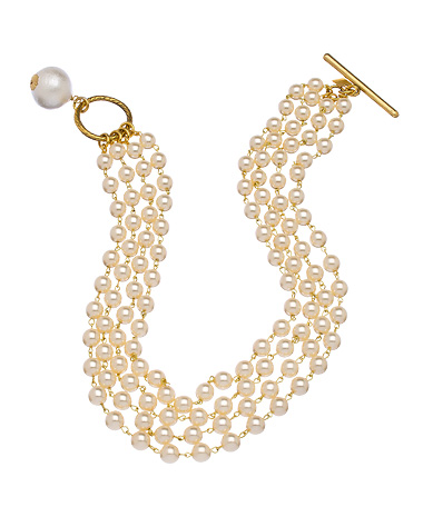 John Wind Silver Layered Glass Pearl Necklace