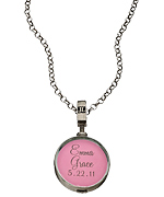 Journey Lockets Pink One Inch Round Name Photo Locket Necklace