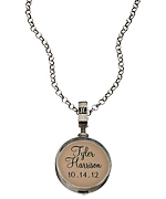 Journey Lockets Khaki One Inch Round Name Photo Locket Necklace