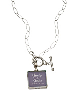 Journey Lockets Gray One Inch Square Wedding Photo Locket Necklace