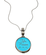Journey Lockets Blue One Inch Round Name Photo Locket Necklace