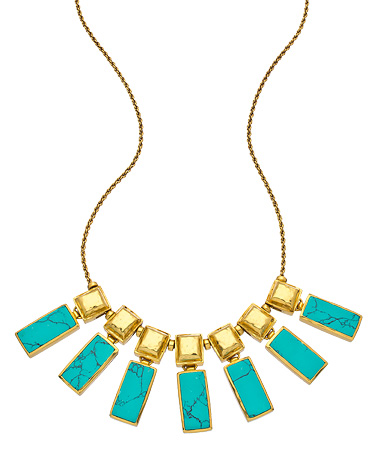 Julie Vos Belize Seven Stone Gold and Turquoise Bib Necklace
