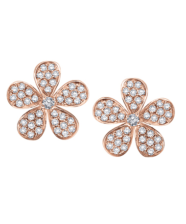 KC Designs Pink Gold and Diamond Flower Blossom Earrings