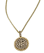 KC Designs Gold and Champagne Diamond Circle Pendant Necklace